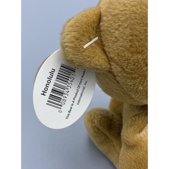 Hard Rock Cafe Honolulu Isaac Beara 1st in series Plush Brown Beanie Bear - Picture 6 of 8
